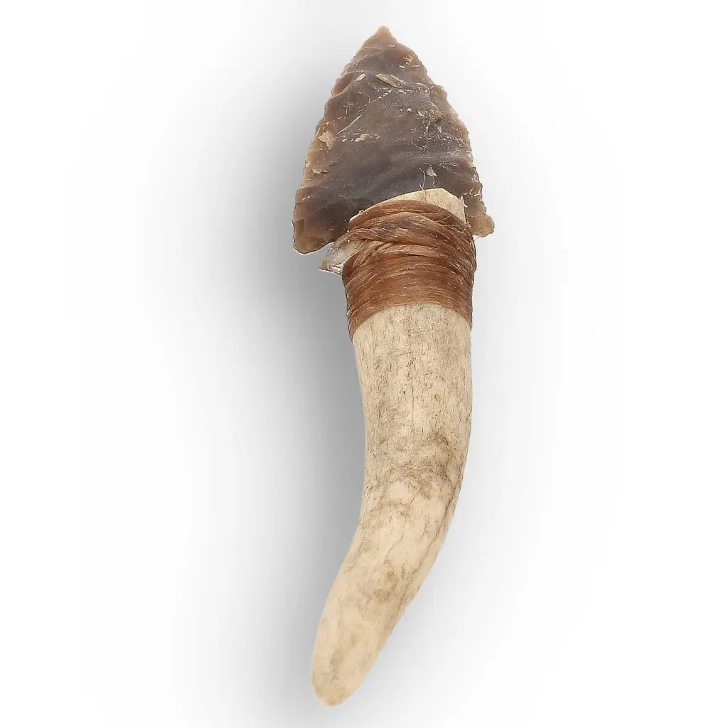Prehistoric Hafted Chert Knife Replica with Antler Handle