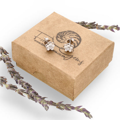 Dainty CZ Flower Earrings in Sterling Silver – Luxury Bloom