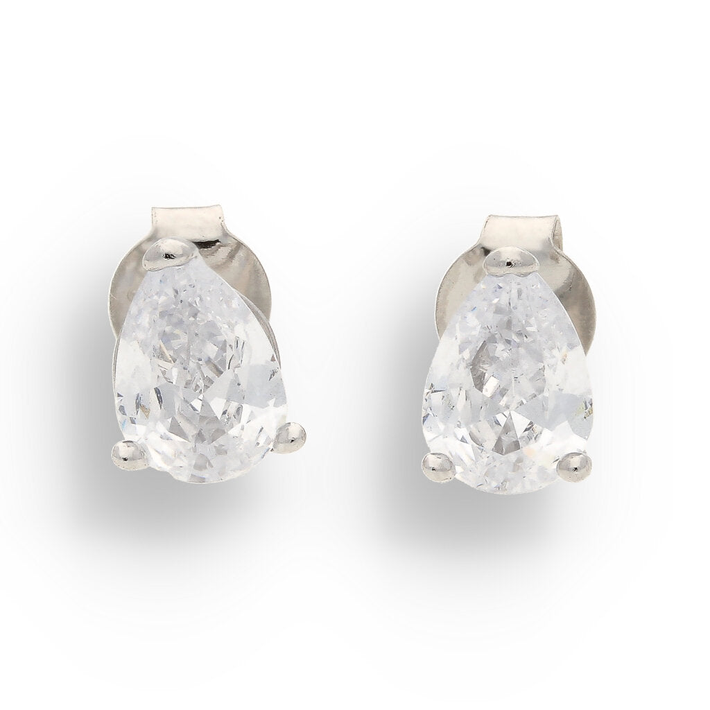 Elegant Teardrop CZ Studs in Sterling Silver – A Gift of Grace