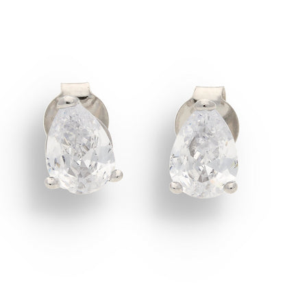 Elegant Teardrop CZ Studs in Sterling Silver – A Gift of Grace
