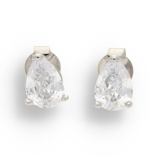 Elegant Teardrop CZ Studs in Sterling Silver – A Gift of Grace