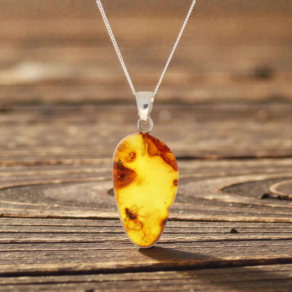 Get your Baltic Amber Insect Necklace in Sterling Silver – Ancient Life online now or in store at Forever Gems in Franschhoek, South Africa