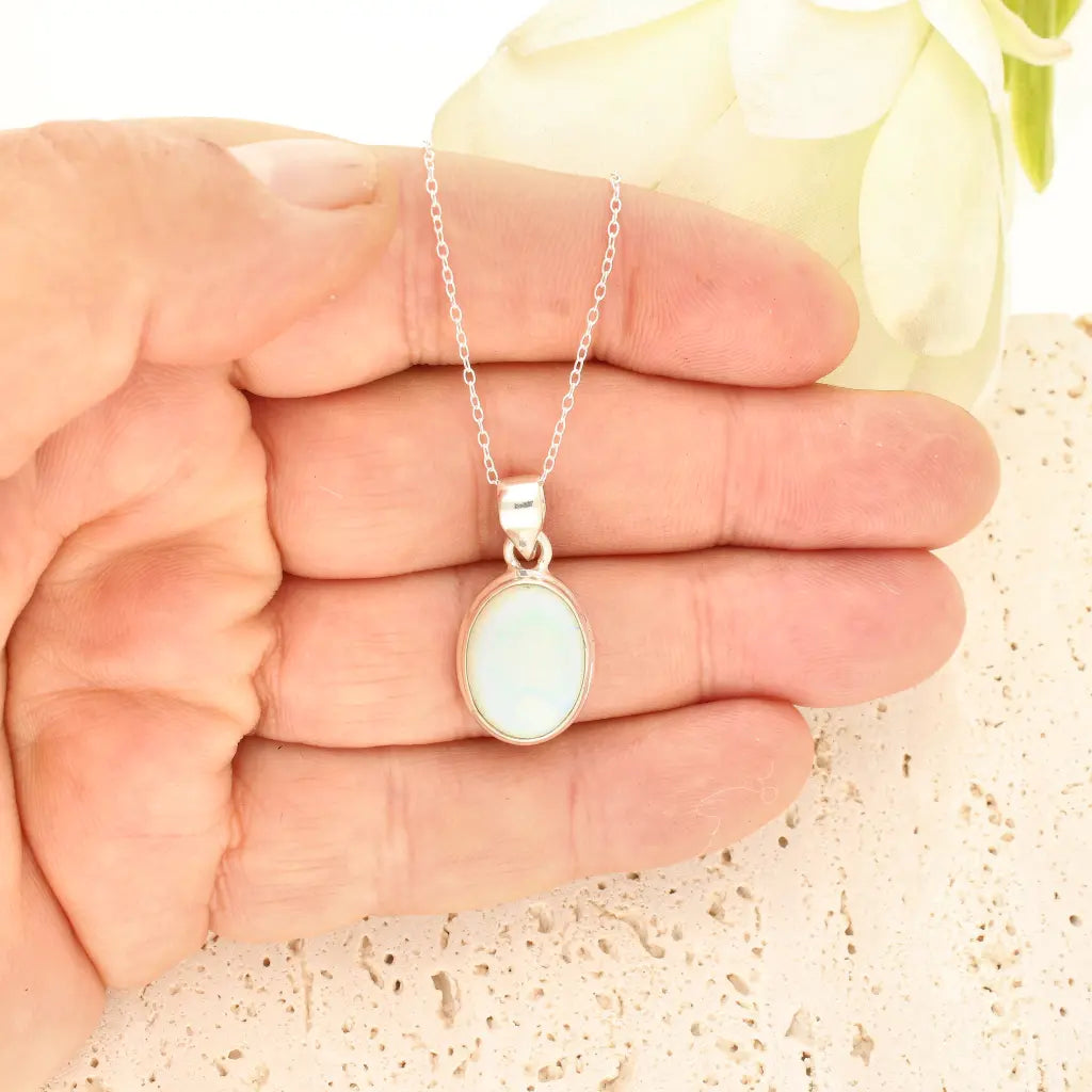 Get your Natural Ethiopian Opal Necklace in Sterling Silver online now or in store at Forever Gems in Franschhoek, South Africa
