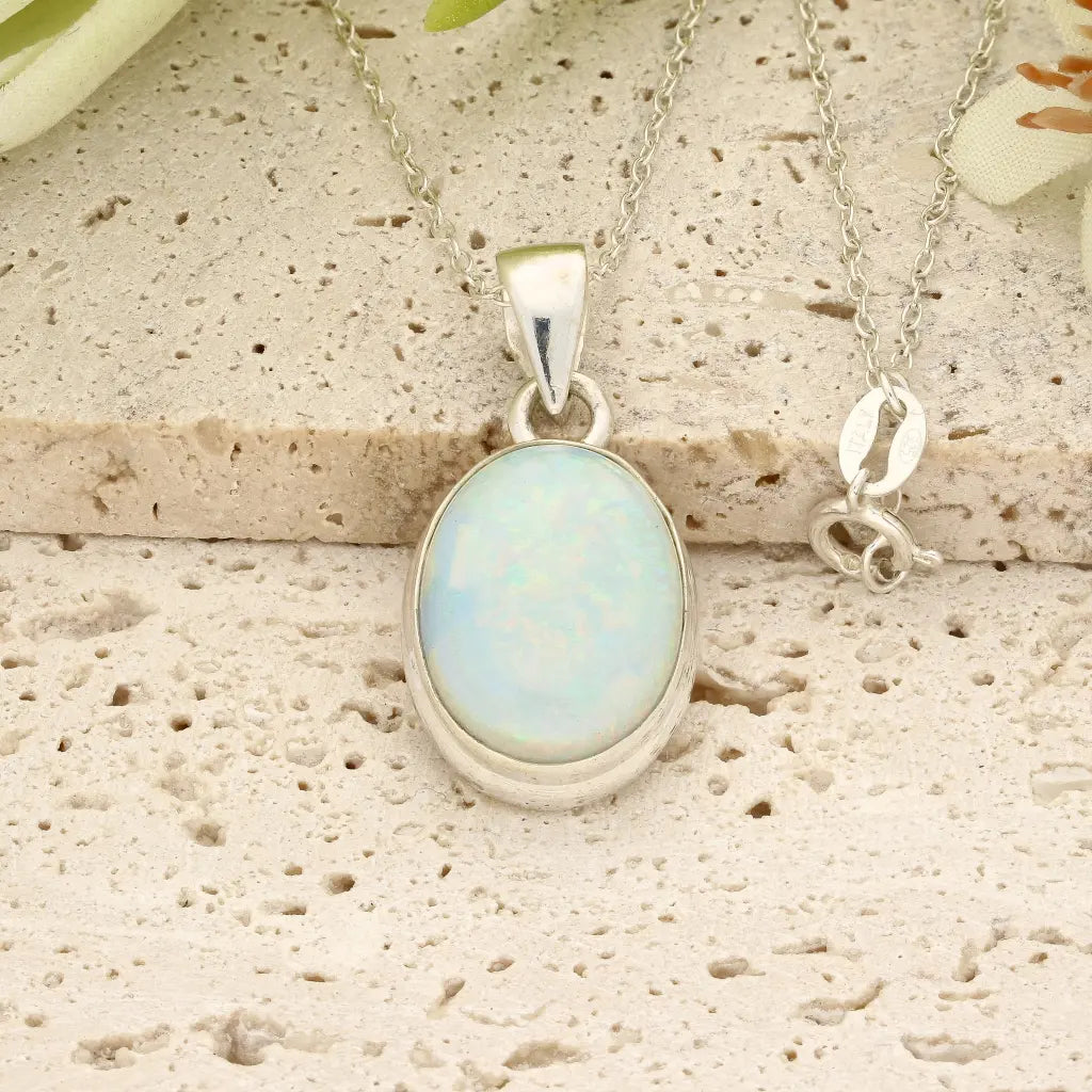 Get your Natural Ethiopian Opal Necklace in Sterling Silver online now or in store at Forever Gems in Franschhoek, South Africa