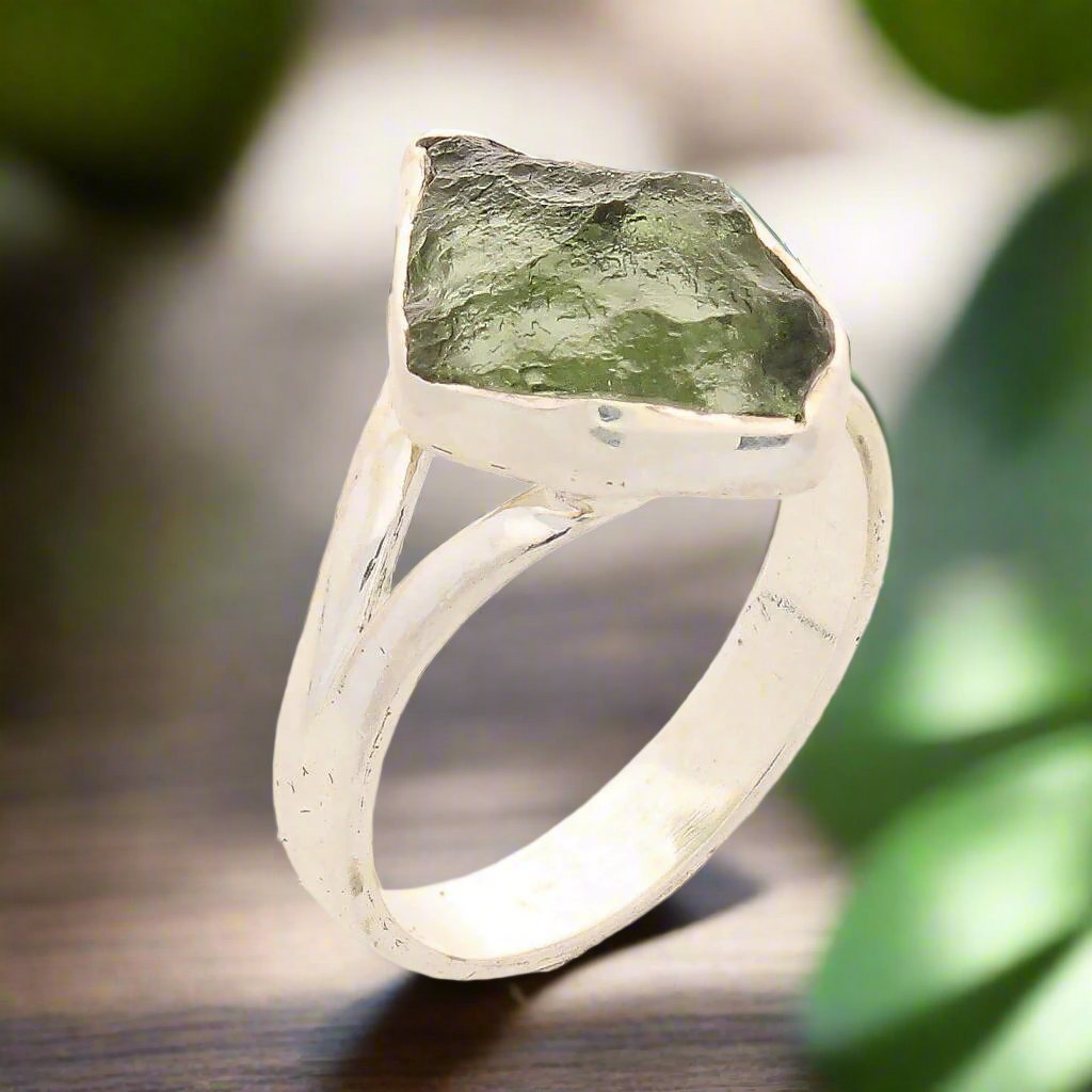 Buy your Celestial Splendor: Moldavite and Sterling Silver Ring online now or in store at Forever Gems in Franschhoek, South Africa