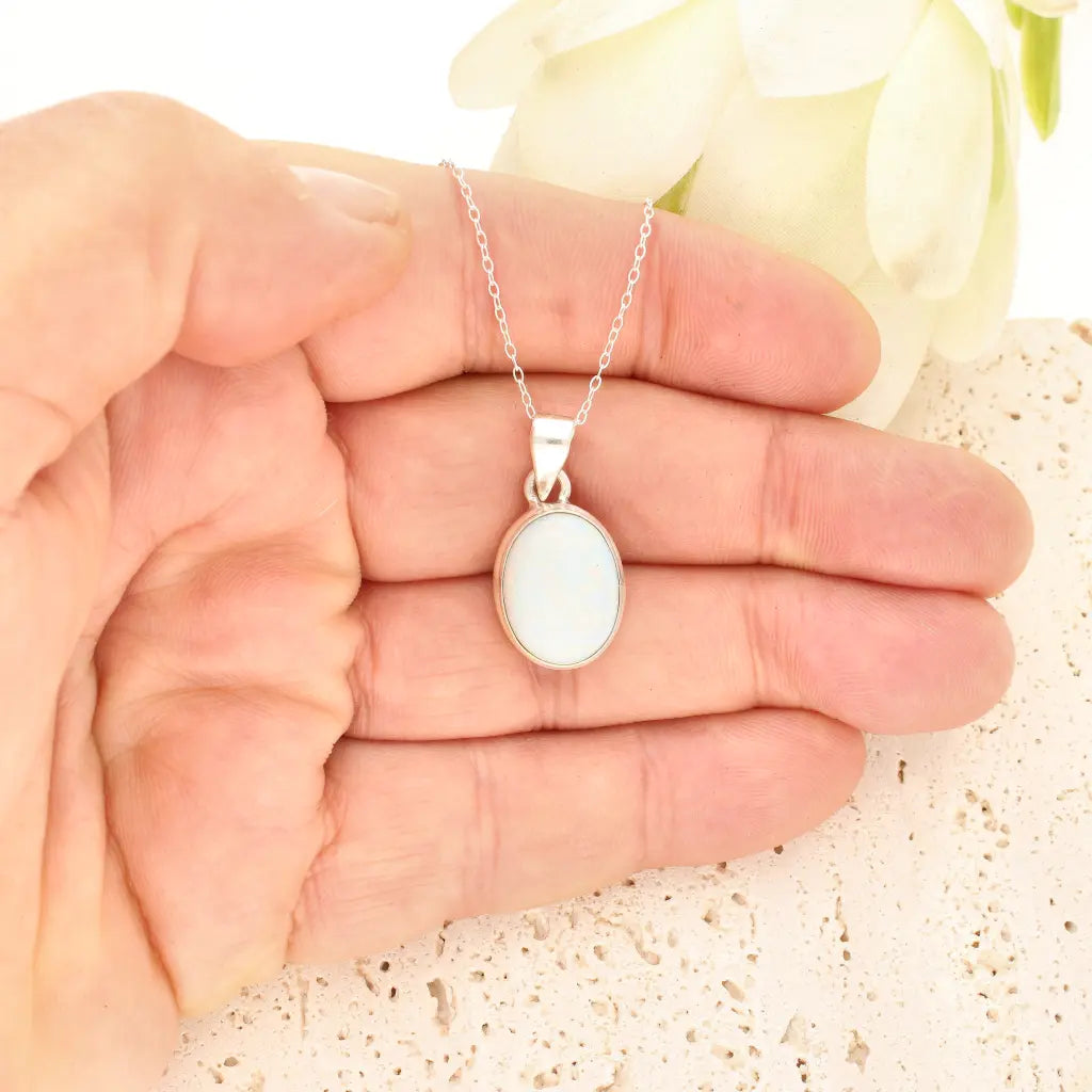 Get your Natural Ethiopian Opal Necklace in Sterling Silver online now or in store at Forever Gems in Franschhoek, South Africa