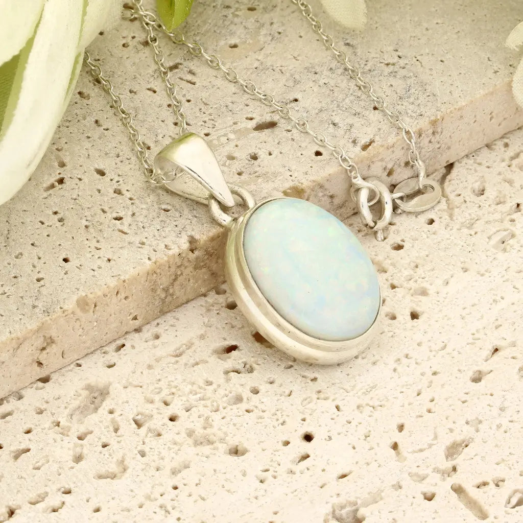 Get your Natural Ethiopian Opal Necklace in Sterling Silver online now or in store at Forever Gems in Franschhoek, South Africa