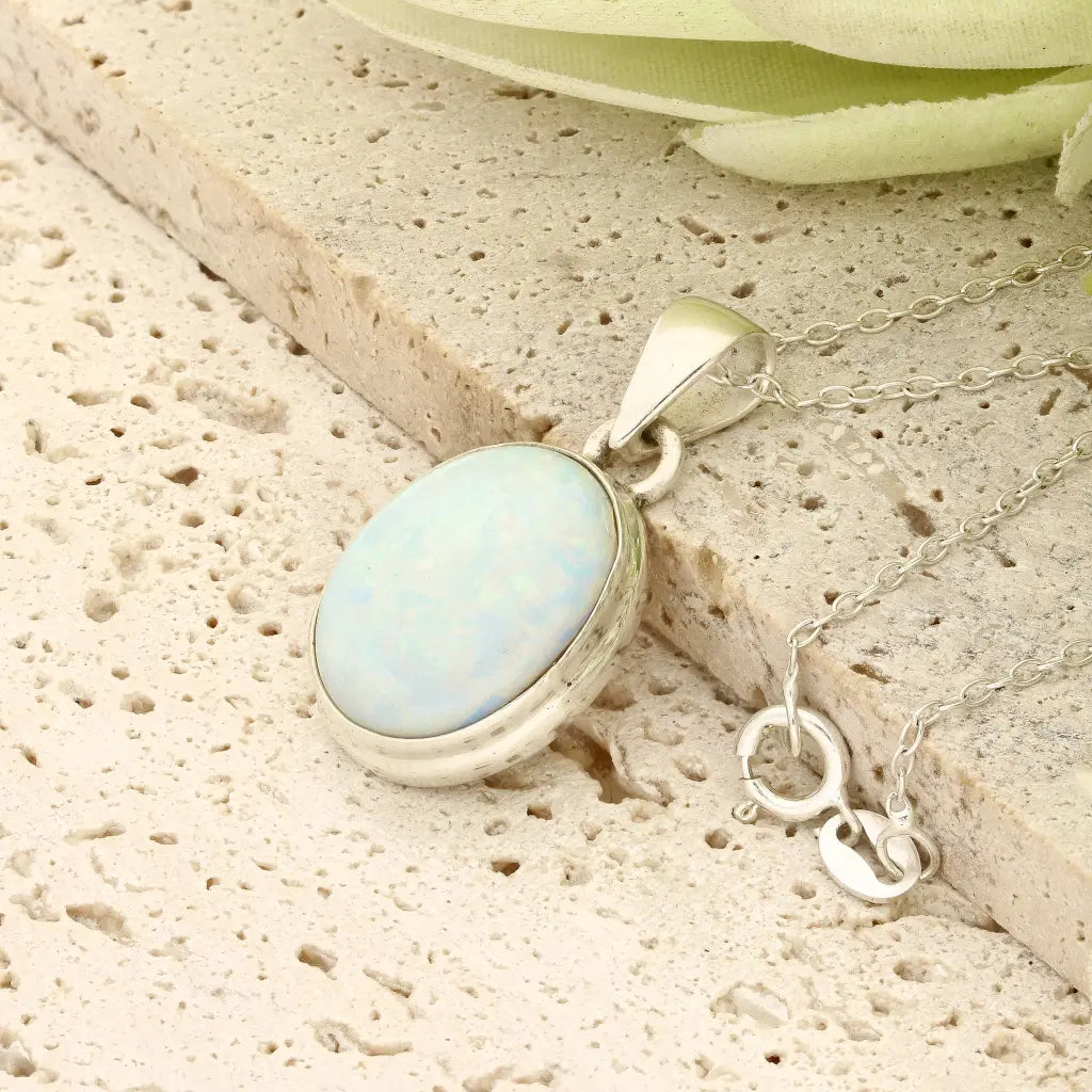 Get your Natural Ethiopian Opal Necklace in Sterling Silver online now or in store at Forever Gems in Franschhoek, South Africa