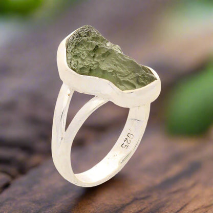 Buy your Celestial Splendor: Moldavite and Sterling Silver Ring online now or in store at Forever Gems in Franschhoek, South Africa