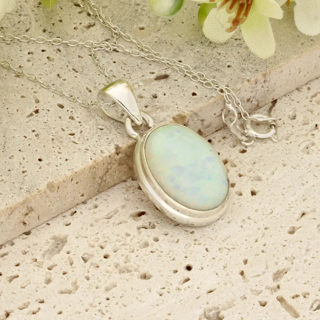 Get your Natural Ethiopian Opal Necklace in Sterling Silver online now or in store at Forever Gems in Franschhoek, South Africa