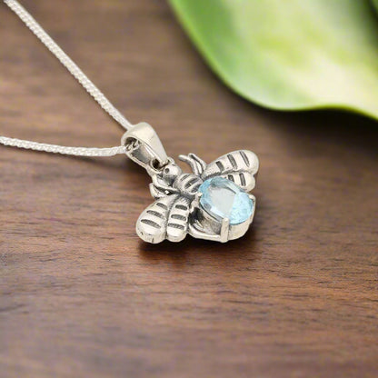Buy your Blue Topaz Sterling Silver Pendant - Bee Brilliant!! online now or in store at Forever Gems in Franschhoek, South Africa