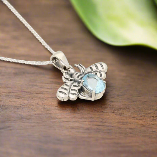 Buy your Blue Topaz Sterling Silver Pendant - Bee Brilliant!! online now or in store at Forever Gems in Franschhoek, South Africa