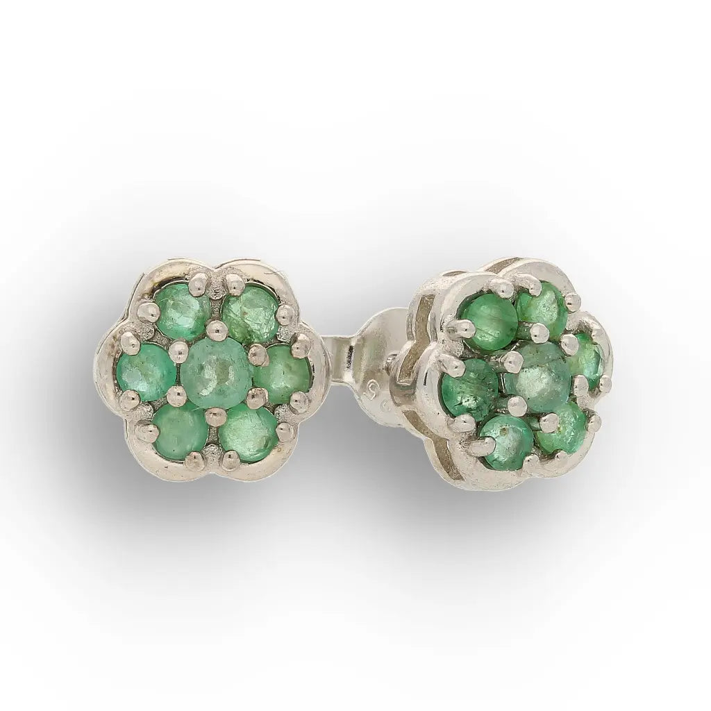 Get your Emerald Flower Cluster Stud Earrings Silver online now or in store at Forever Gems in Franschhoek, South Africa