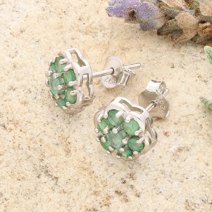Get your Emerald Flower Cluster Stud Earrings Silver online now or in store at Forever Gems in Franschhoek, South Africa