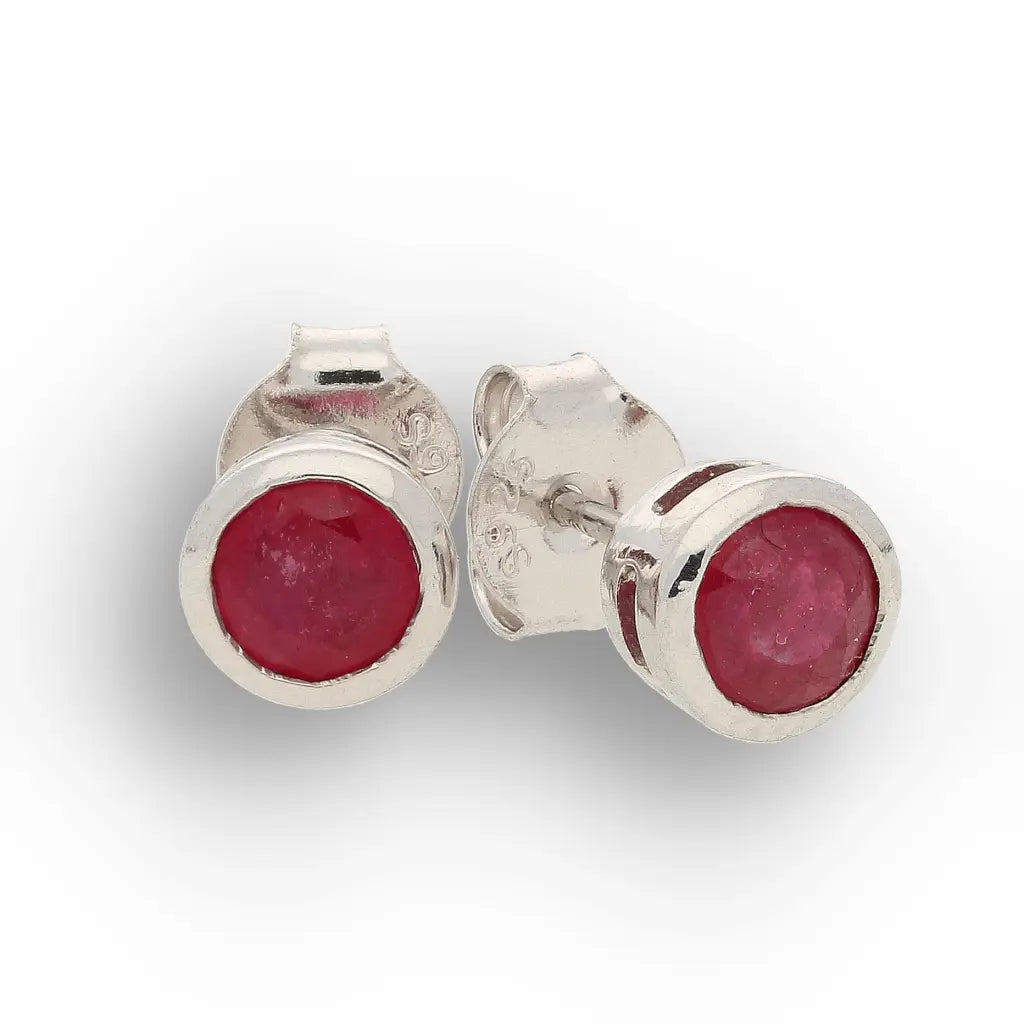 Get your Ruby Bezel Stud Earrings Silver online now or in store at Forever Gems in Franschhoek, South Africa