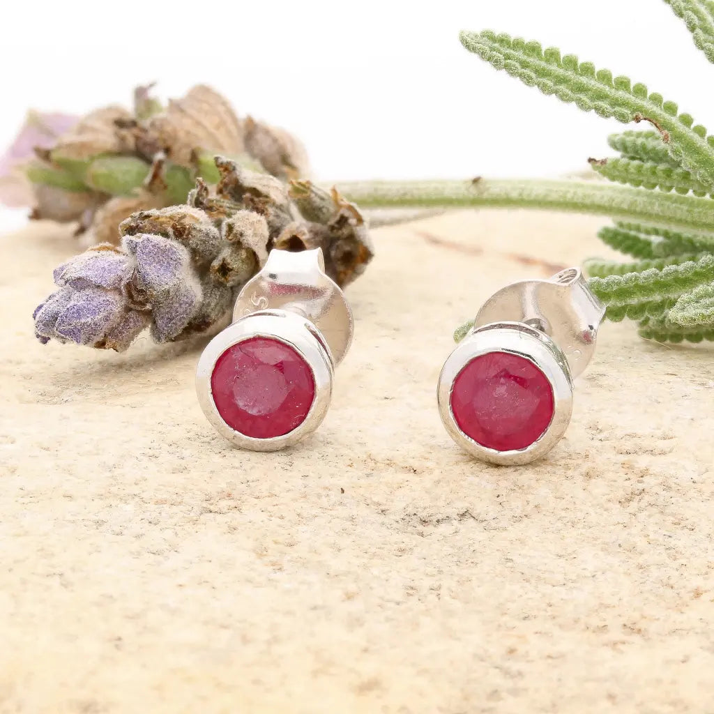 Get your Ruby Bezel Stud Earrings Silver online now or in store at Forever Gems in Franschhoek, South Africa