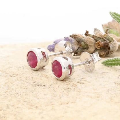 Get your Ruby Bezel Stud Earrings Silver online now or in store at Forever Gems in Franschhoek, South Africa