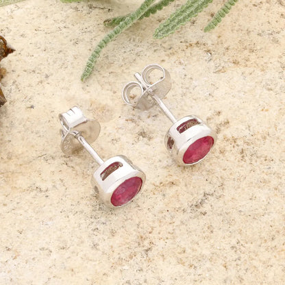 Get your Ruby Bezel Stud Earrings Silver online now or in store at Forever Gems in Franschhoek, South Africa