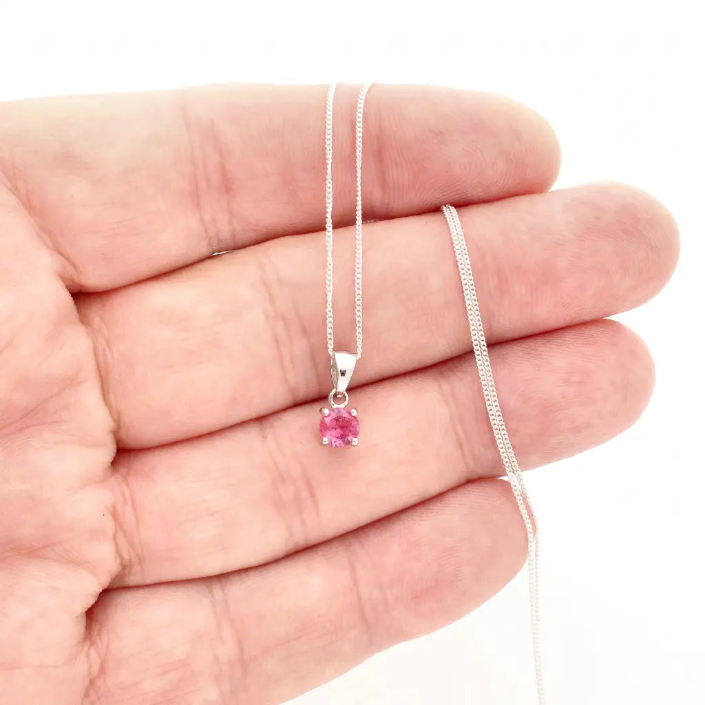 Get your Natural Pink Tourmaline Sterling Silver Solitaire Necklace online now or in store at Forever Gems in Franschhoek, South Africa