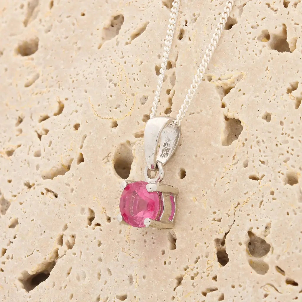 Get your Natural Pink Tourmaline Sterling Silver Solitaire Necklace online now or in store at Forever Gems in Franschhoek, South Africa