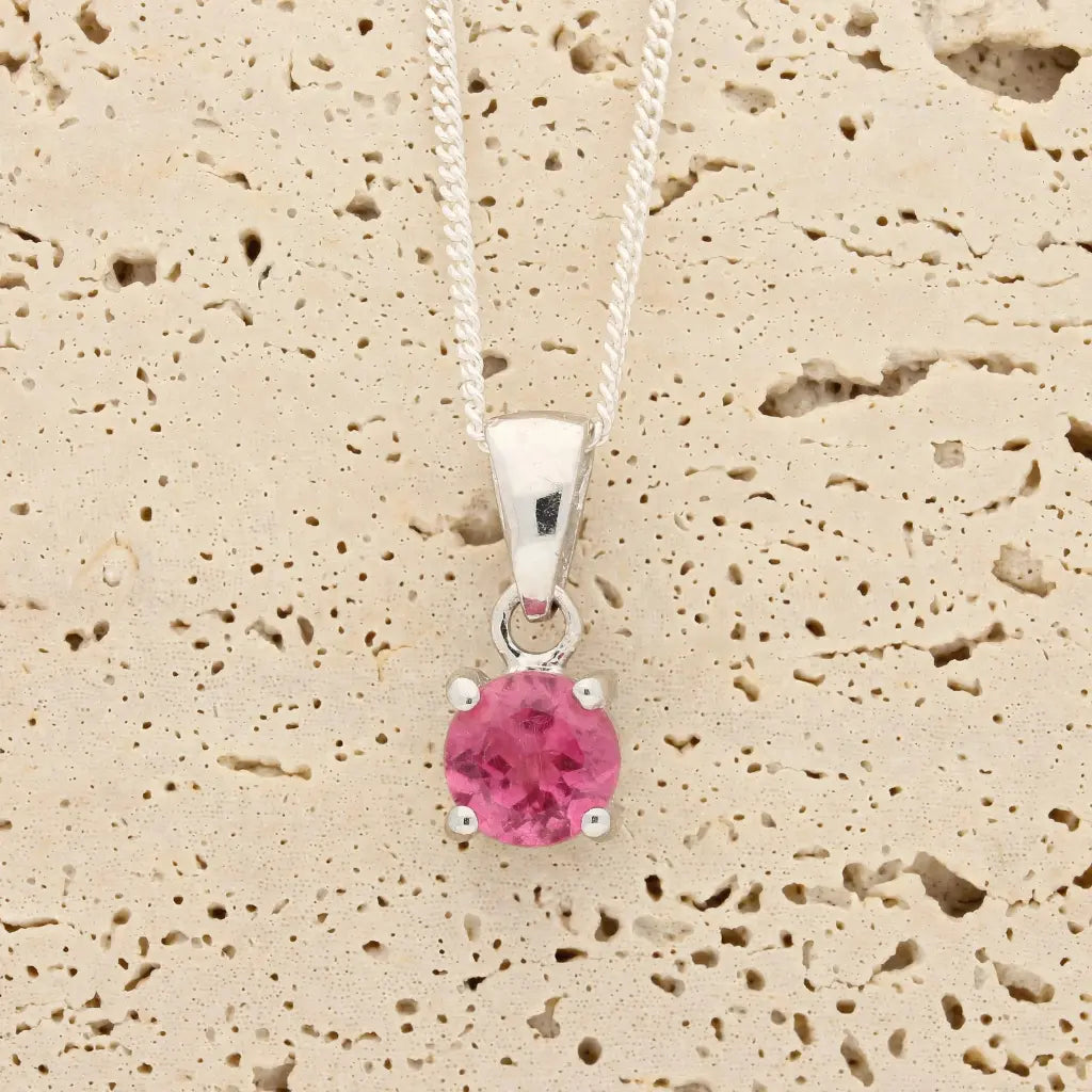 Get your Natural Pink Tourmaline Sterling Silver Solitaire Necklace online now or in store at Forever Gems in Franschhoek, South Africa