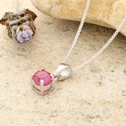 Get your Natural Pink Tourmaline Sterling Silver Solitaire Necklace online now or in store at Forever Gems in Franschhoek, South Africa