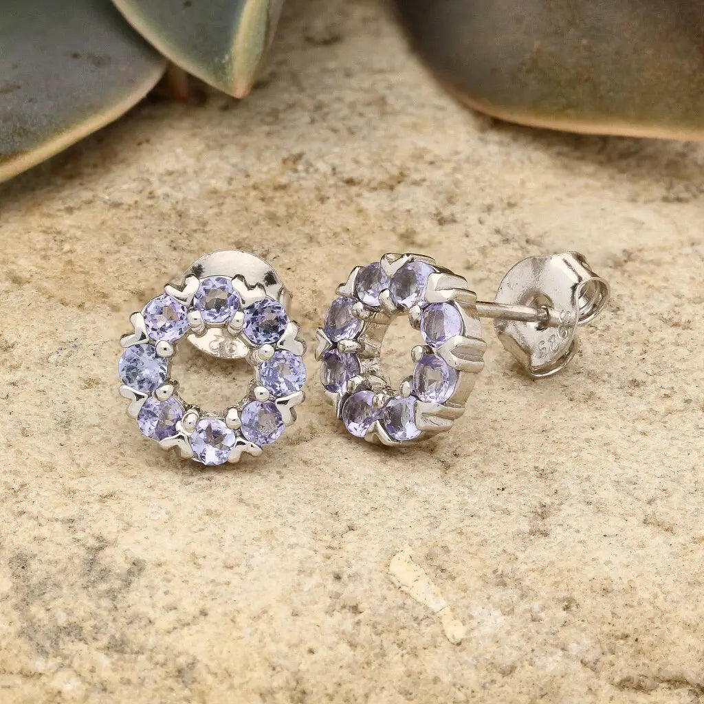 Get your Exquisite Sterling Silver Earrings with Tanzanite Halo Brilliance online now or in store at Forever Gems in Franschhoek, South Africa