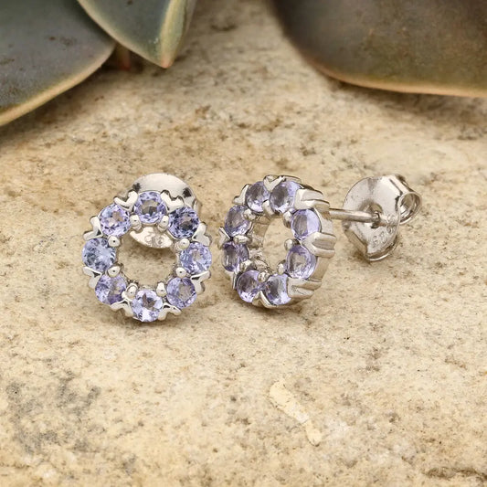 Get your Exquisite Sterling Silver Earrings with Tanzanite Halo Brilliance online now or in store at Forever Gems in Franschhoek, South Africa