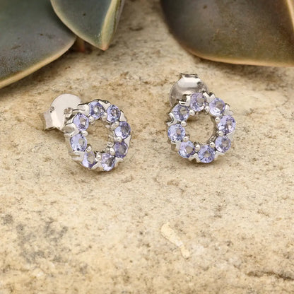 Get your Exquisite Sterling Silver Earrings with Tanzanite Halo Brilliance online now or in store at Forever Gems in Franschhoek, South Africa