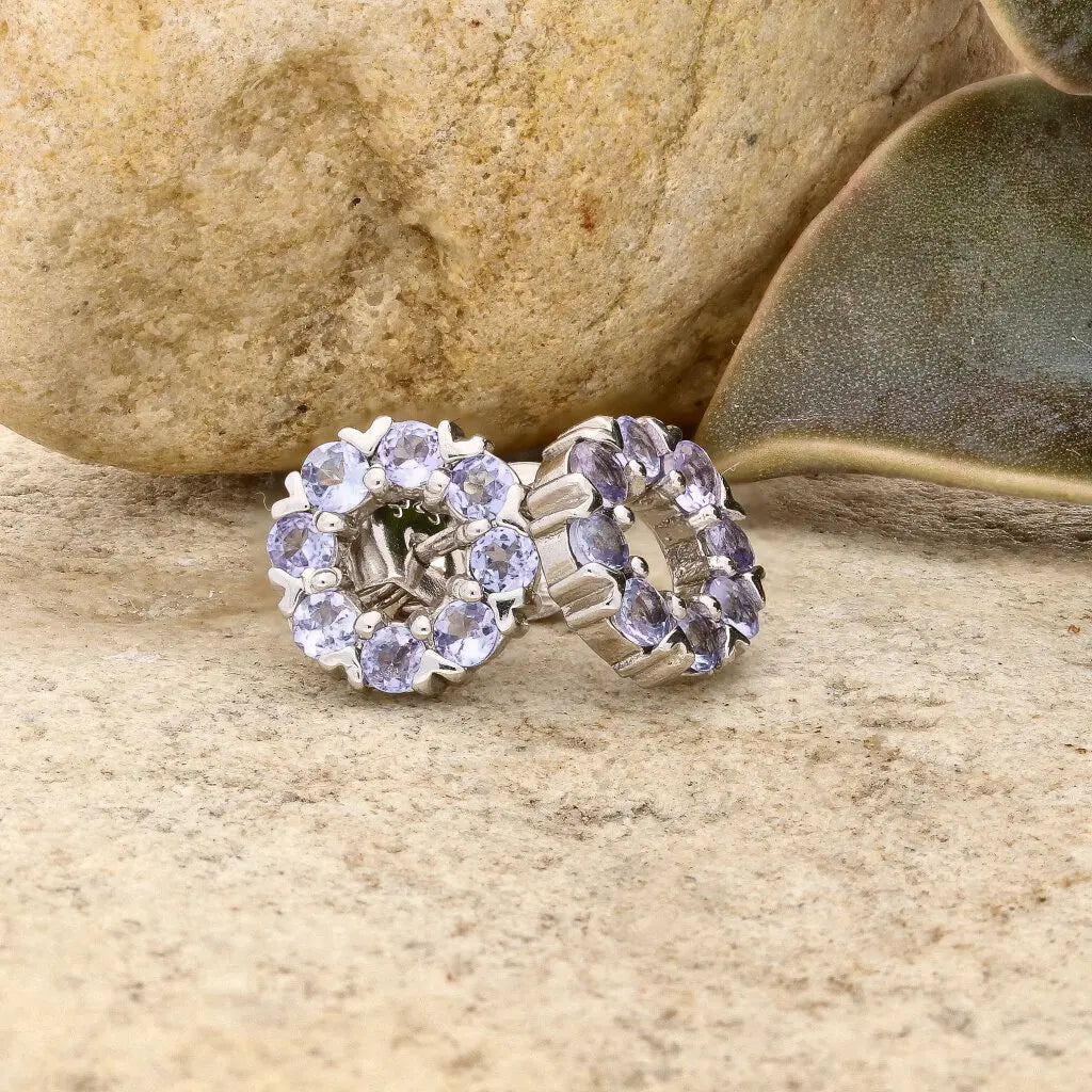 Get your Exquisite Sterling Silver Earrings with Tanzanite Halo Brilliance online now or in store at Forever Gems in Franschhoek, South Africa