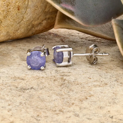 Get your Elegant Sterling Silver Stud Earrings Featuring 5mm Tanzanite online now or in store at Forever Gems in Franschhoek, South Africa