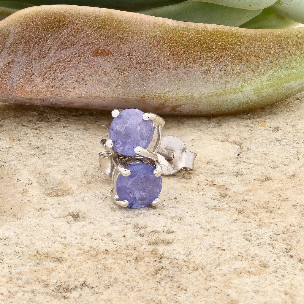Get your Elegant Sterling Silver Stud Earrings Featuring 5mm Tanzanite online now or in store at Forever Gems in Franschhoek, South Africa