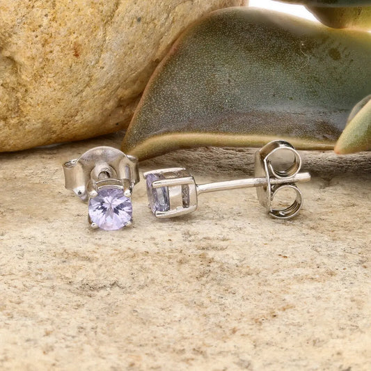 Get your Luxurious 4mm Sterling Silver Tanzanite Solitaire Stud Earrings online now or in store at Forever Gems in Franschhoek, South Africa