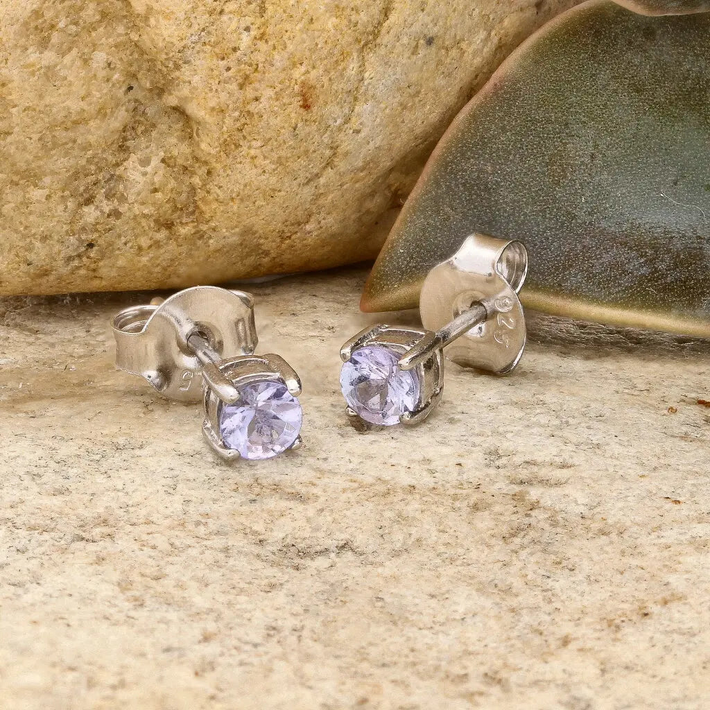 Get your Luxurious 4mm Sterling Silver Tanzanite Solitaire Stud Earrings online now or in store at Forever Gems in Franschhoek, South Africa