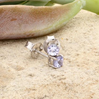 Get your Luxurious 4mm Sterling Silver Tanzanite Solitaire Stud Earrings online now or in store at Forever Gems in Franschhoek, South Africa