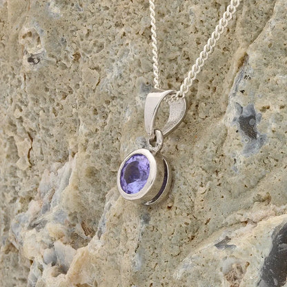 Get your Elegant Sterling Silver Tanzanite Tube Set Solitaire Necklace online now or in store at Forever Gems in Franschhoek, South Africa