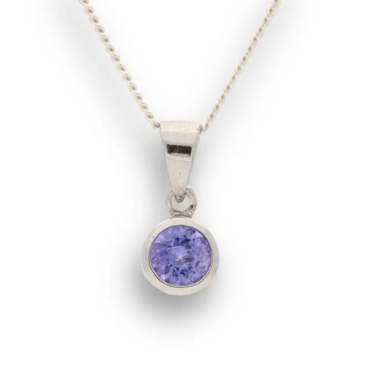 Get your Elegant Sterling Silver Tanzanite Tube Set Solitaire Necklace online now or in store at Forever Gems in Franschhoek, South Africa