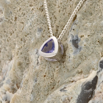 Get your Luxurious Tanzanite Trillion Tube Slider Sterling Silver Necklace online now or in store at Forever Gems in Franschhoek, South Africa