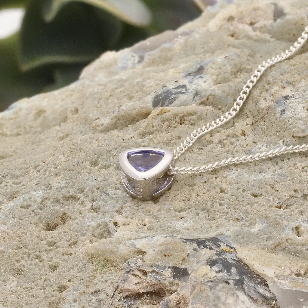 Get your Luxurious Tanzanite Trillion Tube Slider Sterling Silver Necklace online now or in store at Forever Gems in Franschhoek, South Africa