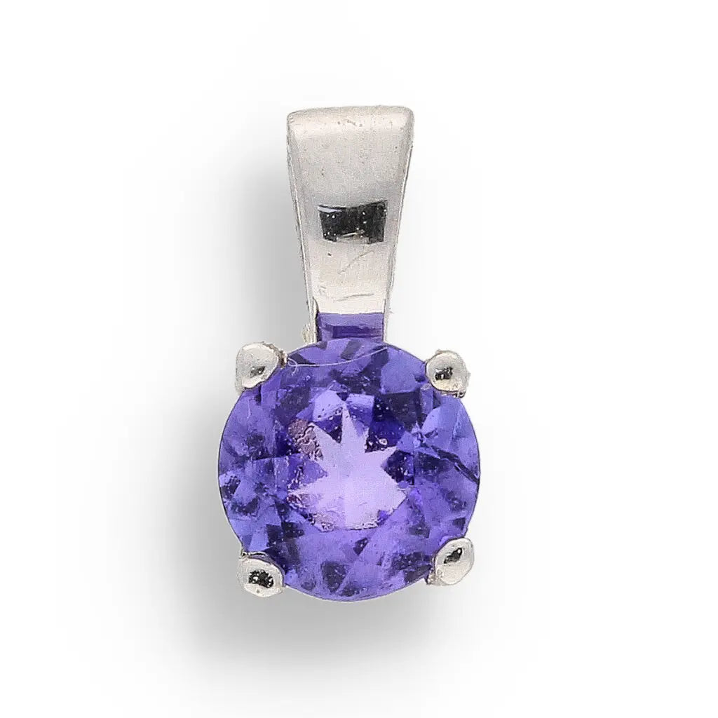 Get your Elegant 4-Claw Round Tanzanite Sterling Silver Solitaire Necklace online now or in store at Forever Gems in Franschhoek, South Africa