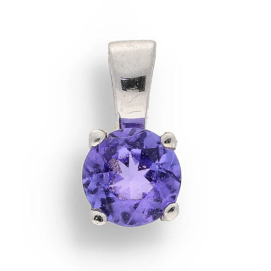 Get your Elegant 4-Claw Round Tanzanite Sterling Silver Solitaire Necklace online now or in store at Forever Gems in Franschhoek, South Africa