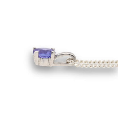 Get your Elegant 4-Claw Round Tanzanite Sterling Silver Solitaire Necklace online now or in store at Forever Gems in Franschhoek, South Africa
