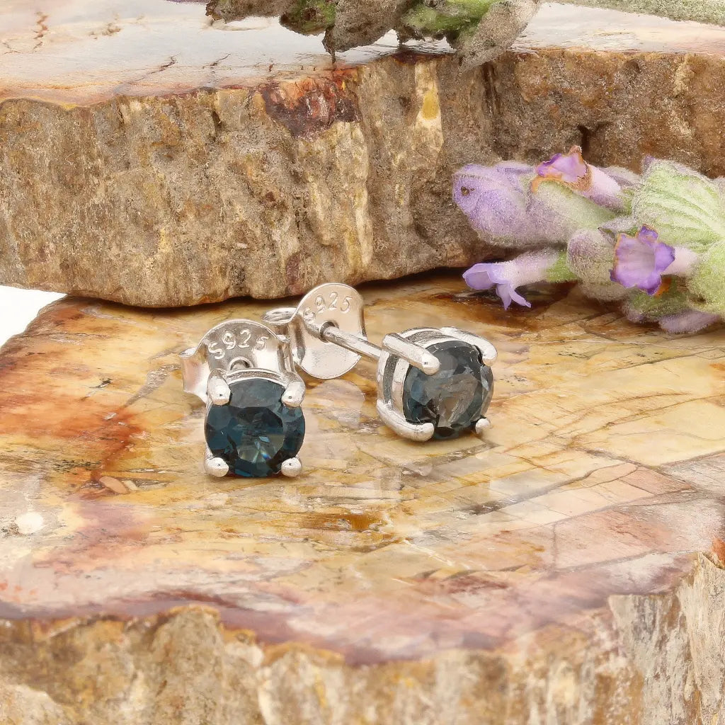 Get your Natural London Blue Topaz Stud Earrings - 925 Sterling Silver online now or in store at Forever Gems in Franschhoek, South Africa