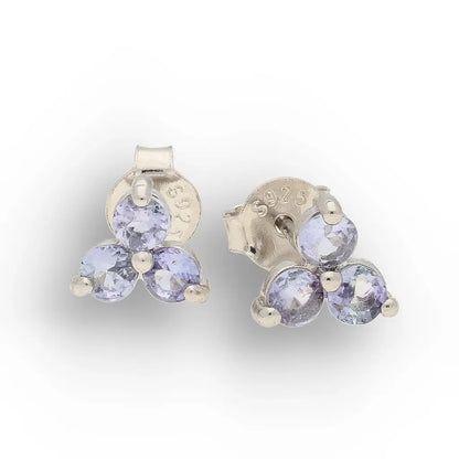 Sterling Silver Tanzanite Bloom Stud Earrings