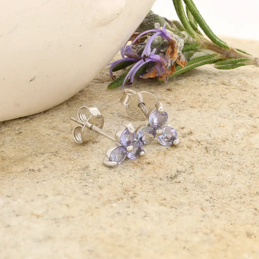 Sterling Silver Tanzanite Bloom Stud Earrings