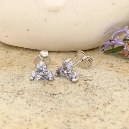 Sterling Silver Tanzanite Bloom Stud Earrings