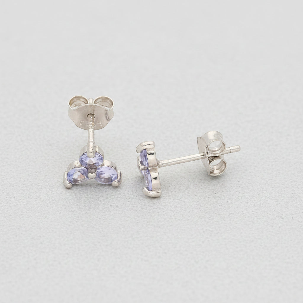 Sterling Silver Tanzanite Bloom Stud Earrings