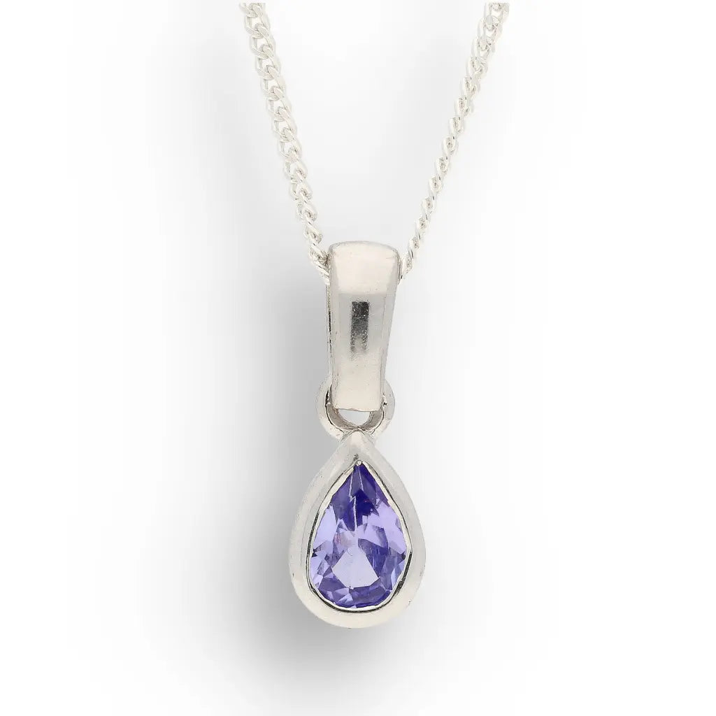 Sterling Silver Tanzanite Teardrop Necklace