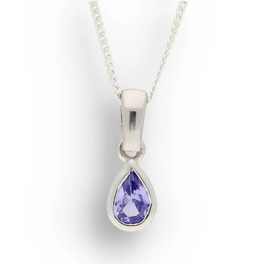 Sterling Silver Tanzanite Teardrop Necklace