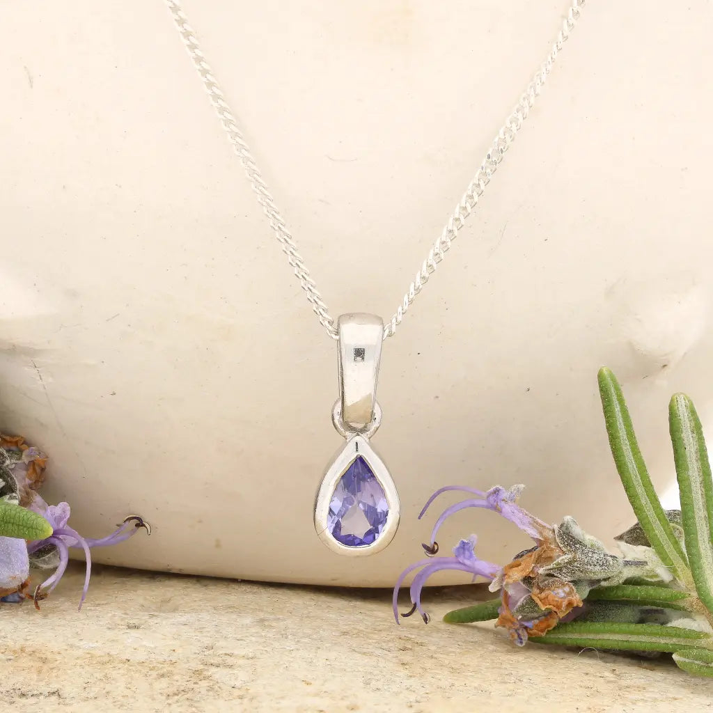 Sterling Silver Tanzanite Teardrop Necklace